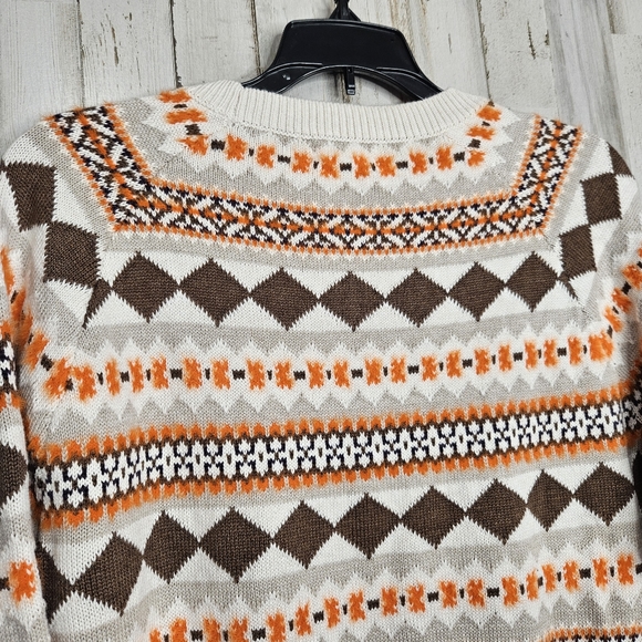 Style & Co Women's Fair Isle Pullover Sweater Brown Orange NWT Size Large Petite - Picture 10 of 11